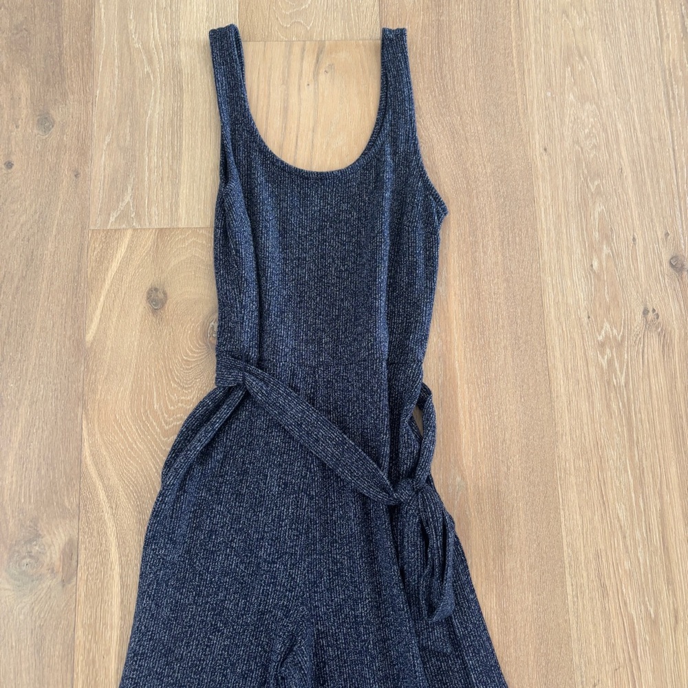 Gap navy blue marled sleeveless jumpsuit with tie waist - Picture 2 of 4